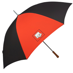 Regenschirm rot-schwarz mit Logo