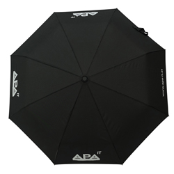 Schwarzer APA Regenschirm mit Logo bedruckt