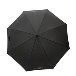 Schwarzer Schirm mit Logo